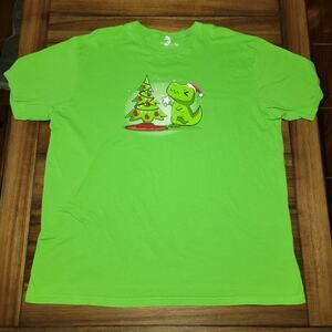 Teeturtle Green Unisex Tee Short Arm Rex Christmas Tree - Size 2XL